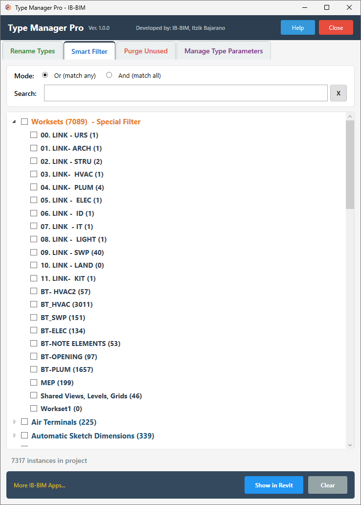 Smart Filter with Worksets
